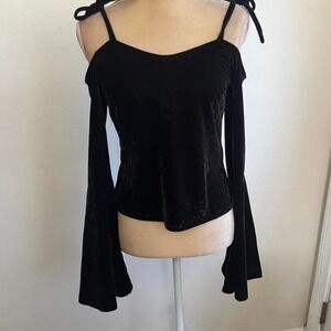 Killstar mortisia black velvet off shoulder top goth whimsygoth